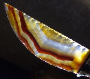 brazilian agate stone neck knife blade close up