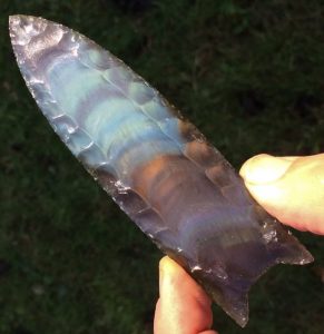 rainbow obsidian flint knapped arrowhead clovis point