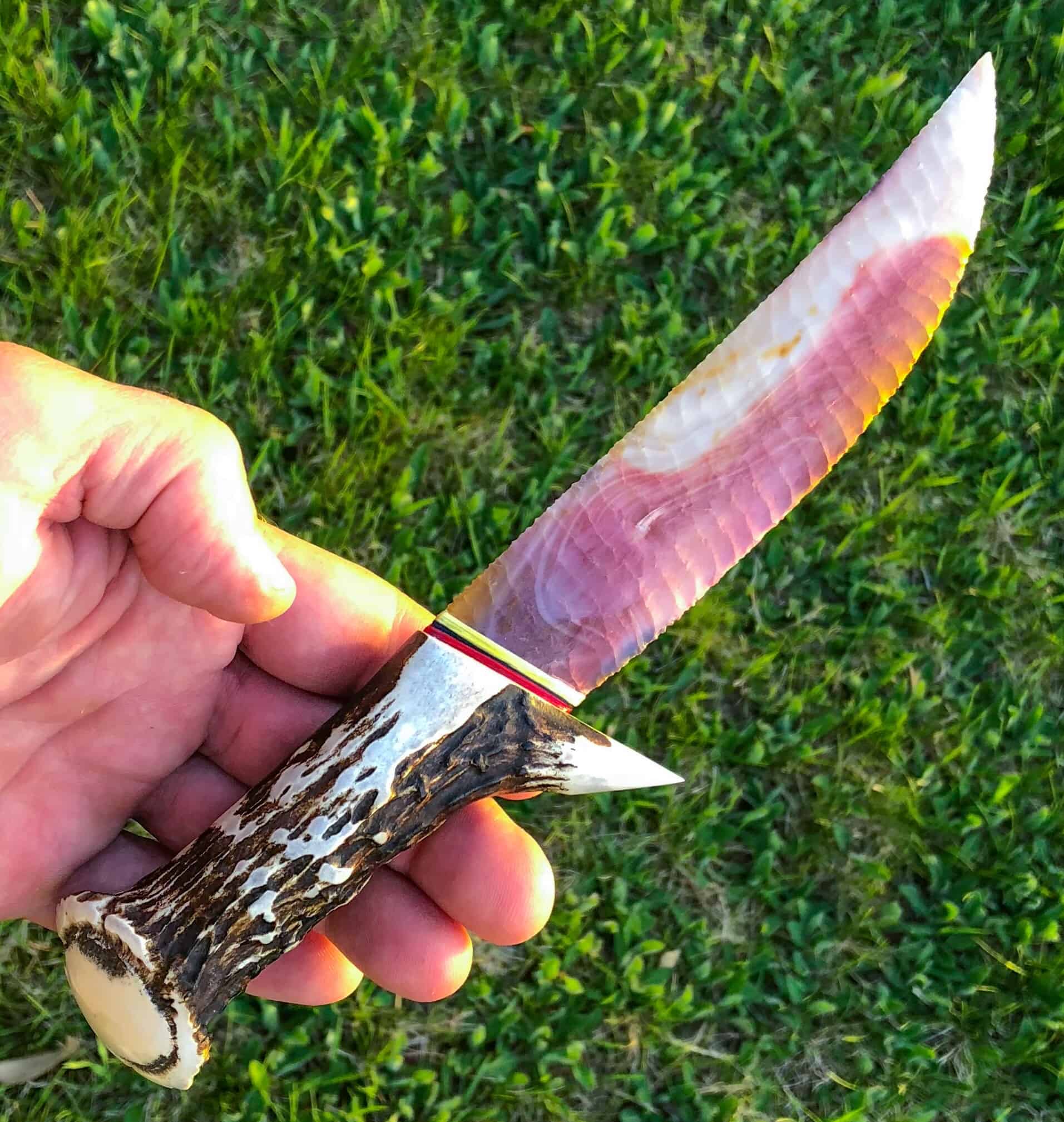 Flintknapped Mookite Stone Bowie Knife - Art of Ishi