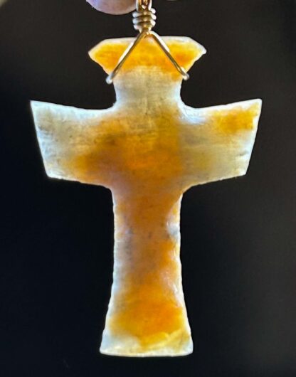 Florida Coral Flintknapped Cross Necklace - Image 2