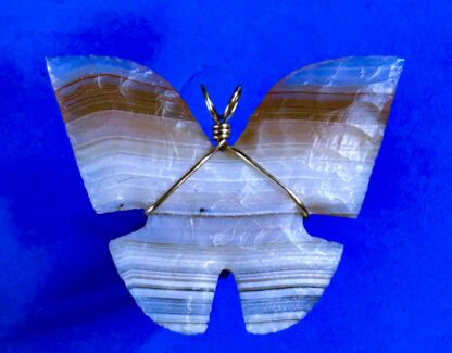 Flintknapped Brazilian Agate Butterfly Necklace